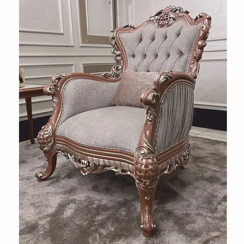 Casa Padrino luxury baroque living room armchair gray / brown / silver - Baroque furniture Billig