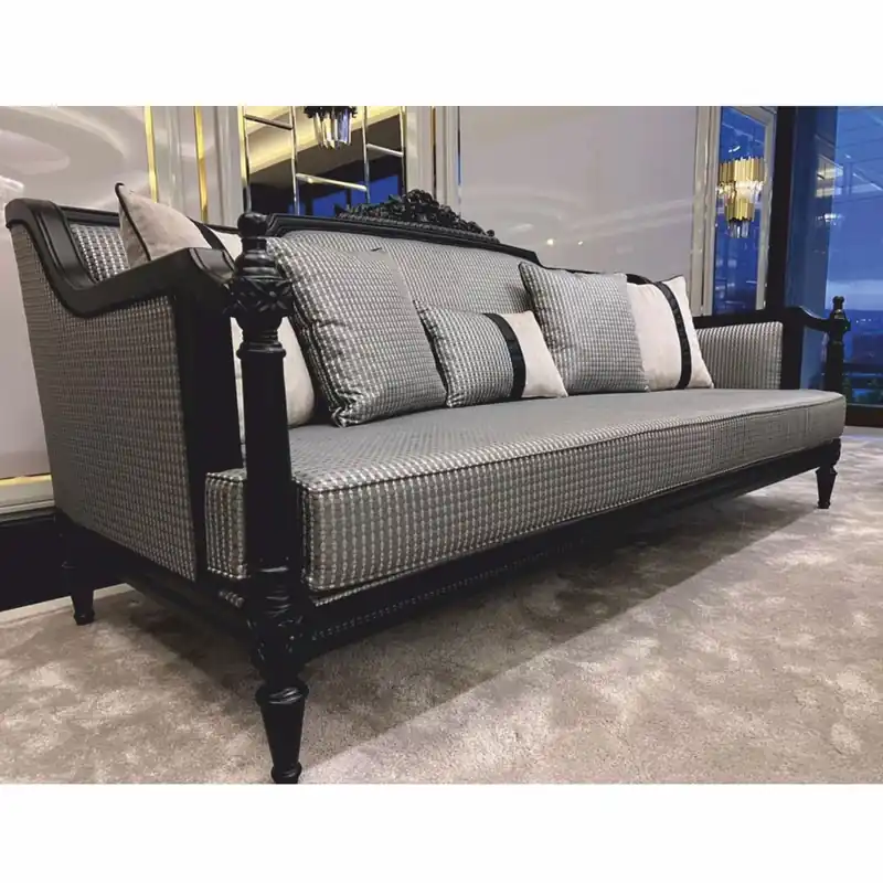 Casa Padrino Luxury Baroque Sofa with Pillows Silver / Black 255 cm - Baroque Furniture Letzte Chance