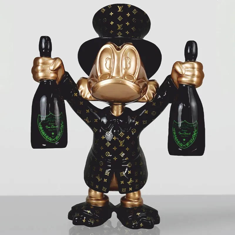 Casa Padrino XXL Decorative Sculpture Duck Black / Gold H. 120 cm - Large Decorative Figurine Finale Aktion