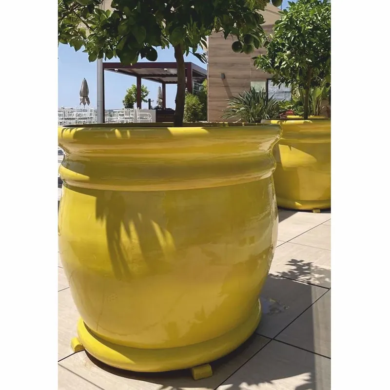 Neue Ware Casa Padrino Luxury Ceramic Flower Pot Yellow Ø 98 x H. 90 cm - Garden Decoration