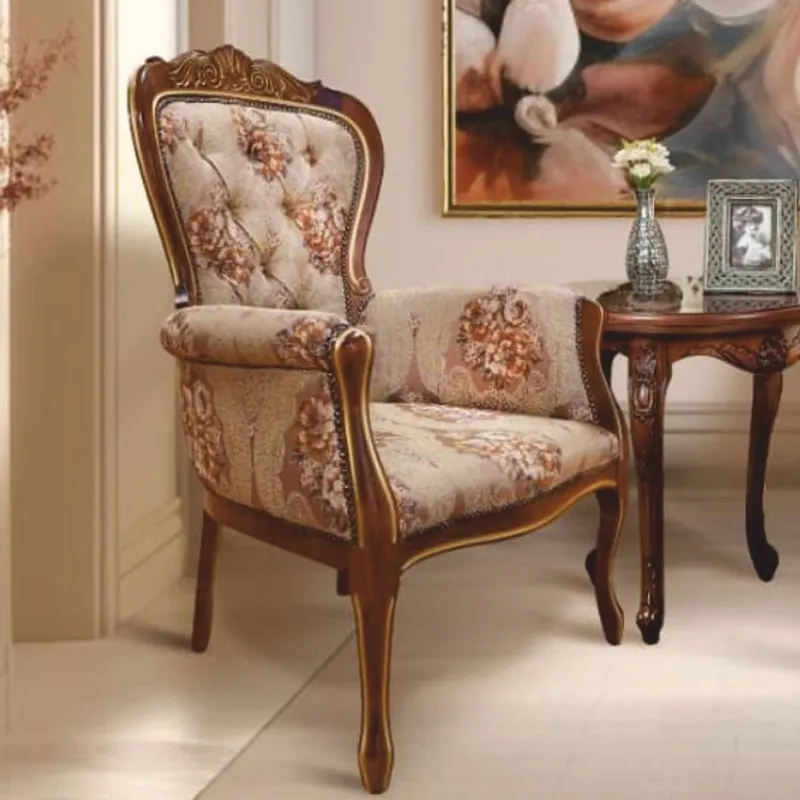 Casa Padrino Luxury Baroque Armchair Light Brown / Dark Brown / Gold - Baroque Furniture Preiswert