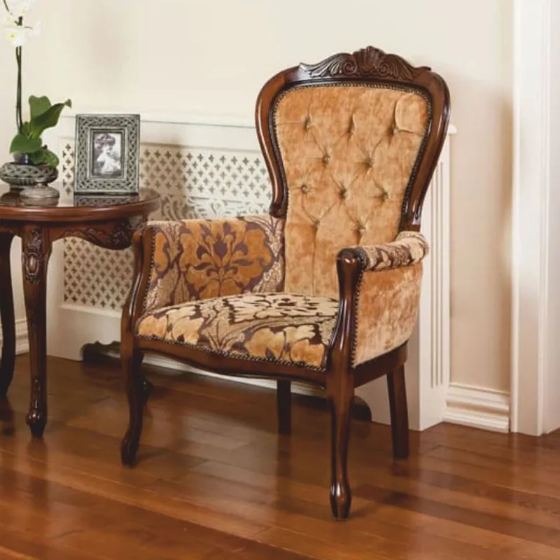 Casa Padrino Luxury Baroque Armchair Beige / Dark Brown - Baroque Style Furniture Markenware