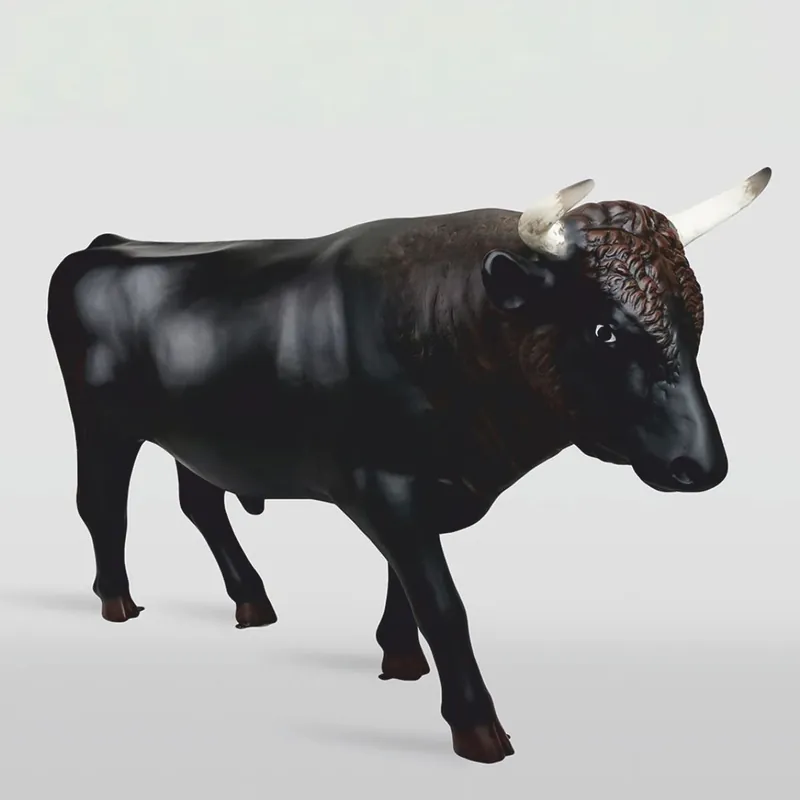 Casa Padrino XXL decorative sculpture bull black / dark brown / white 233 cm - Life-size Rabatt