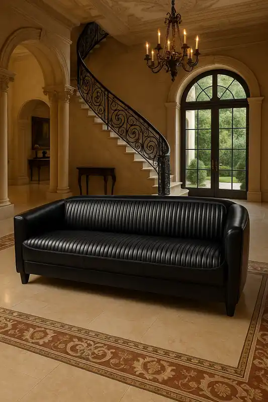 Solange Der Vorrat Reicht Casa Padrino Luxury Leather Sofa Black 177 cm - Genuine Leather Furniture