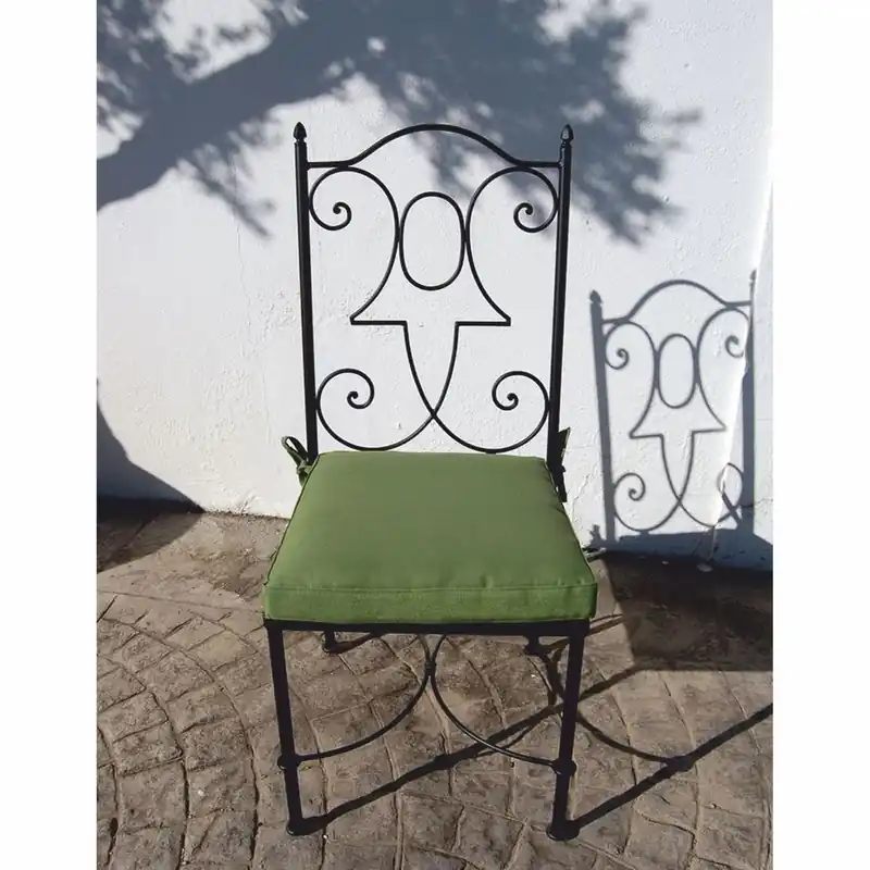 Casa Padrino luxury Art Nouveau wrought iron garden chair with seat cushion black / green H. 105 cm Beliebt