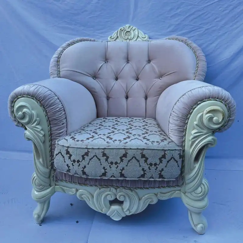 Casa Padrino Luxury Baroque Armchair with Rhinestones Pink / White - Baroque Furniture Sonderangebot