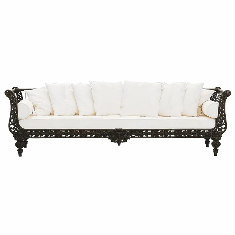 Günstig Casa Padrino Luxury Baroque Sofa Black / White 300 cm - Baroque Hotel & Garden Furniture