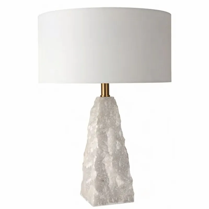 Neue Kollektion Casa Padrino Luxury Natural Stone Table Lamp White / Brass H. 56 cm - Desk Lamp