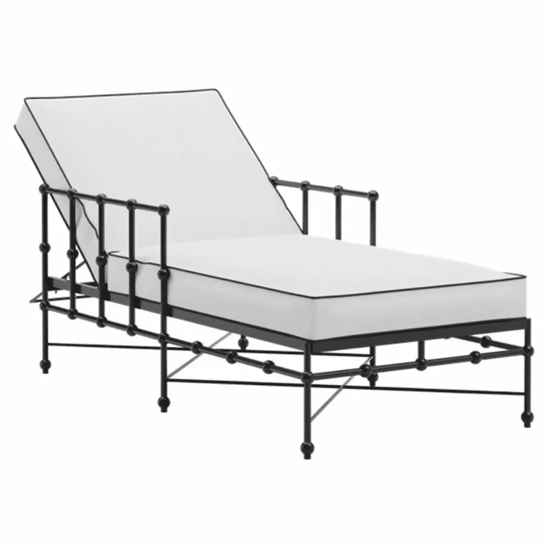 Nur Heute Casa Padrino Luxury Garden Lounger with Armrests Black / White 198 cm - Hotel & Garden Furniture