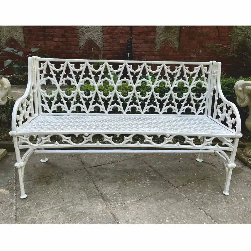 Finale Aktion Casa Padrino Art Nouveau Garden Bench White 137 cm - Baroque & Art Nouveau Garden Furniture