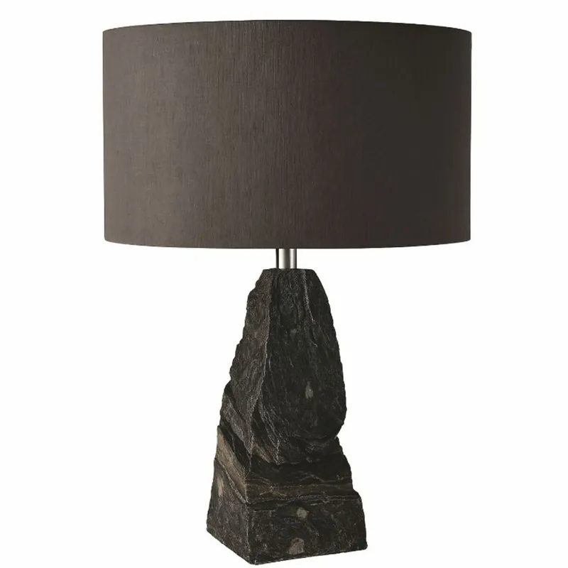 Casa Padrino Luxury Natural Stone Table Lamp Black / Silver H. 56 cm - Desk Lamp Preisknaller