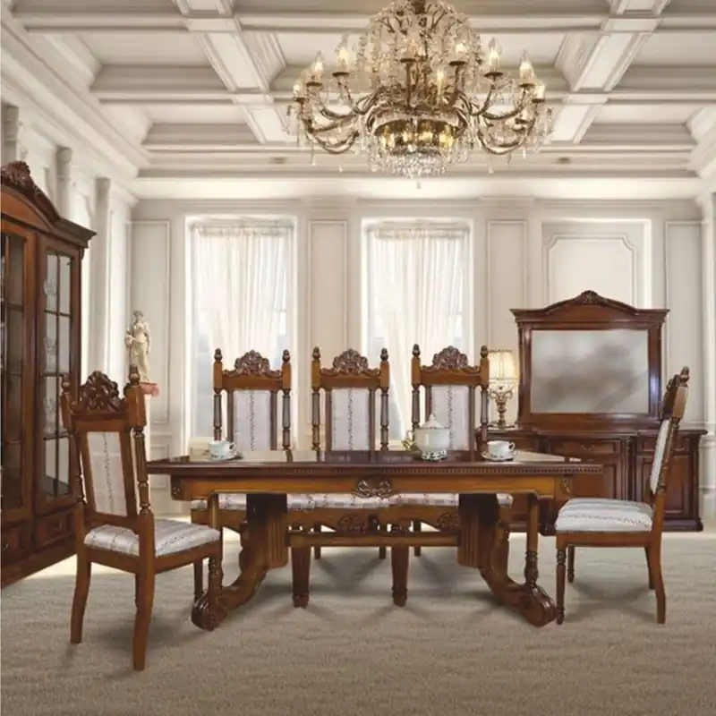 Top-Seller Casa Padrino Luxury Baroque Dining Room Set Brown / Silver - 1 Extendable Dining Table & 8 Chairs