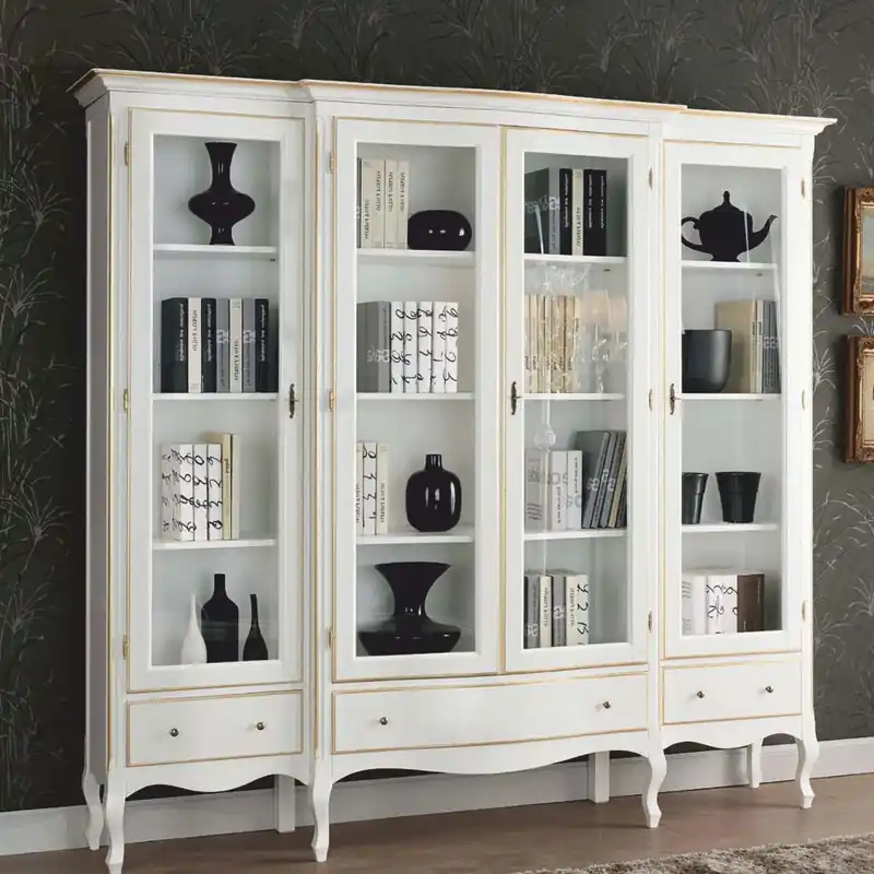Preisknaller Casa Padrino Luxury Baroque Display Cabinet White / Gold 237 cm - Baroque Furniture - Made in Italy
