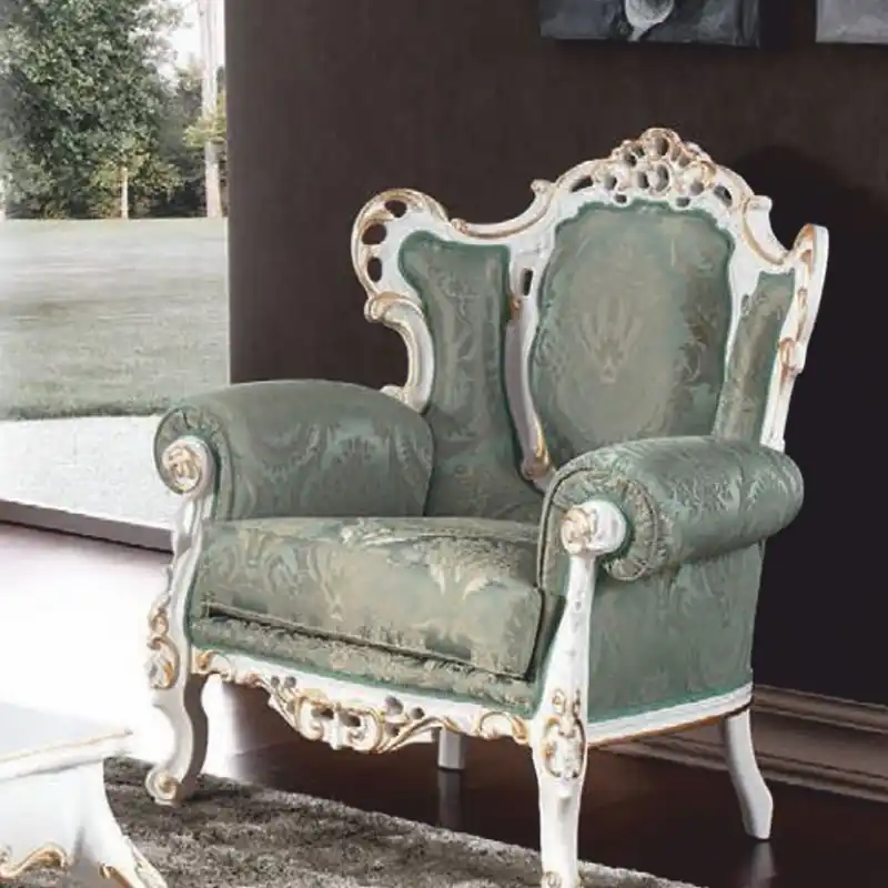 Rabatt Casa Padrino luxury baroque living room armchair green / white / gold - Made in Italy