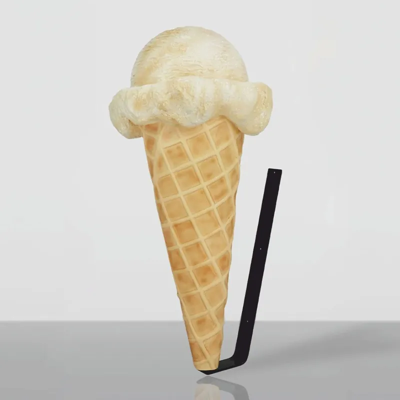 Casa Padrino Wall Decoration Ice Cream Cone Beige / Black H. 105 cm - Ice Cream Parlor Decoration Saisonangebot