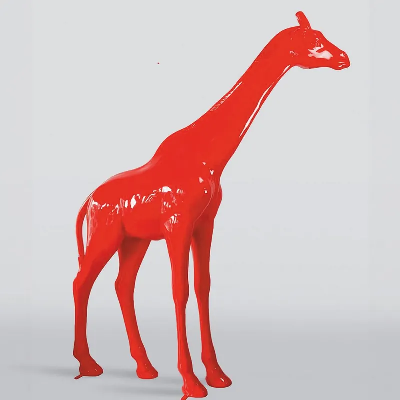 Nur Für Kurze Zeit Casa Padrino XXL decorative sculpture giraffe red H. 320 cm - Huge garden decoration figure