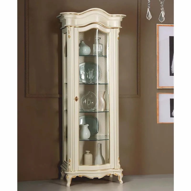 Casa Padrino Luxury Baroque Display Cabinet Cream / Gold H. 205 cm - Baroque Furniture - Made in Italy Highlight