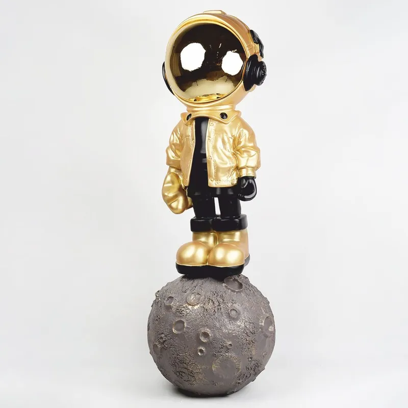 Casa Padrino scultura decorativa XXL astronauta con stella sul pianeta oro / nero / grigio A. 154 cm Markenware