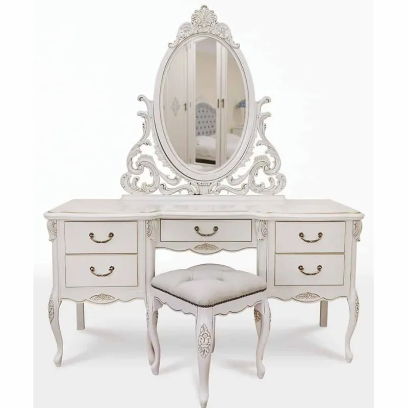 Knallerangebot Casa Padrino set da toeletta barocco di lusso bianco / grigio chiaro - Mobili per camera da letto barocco