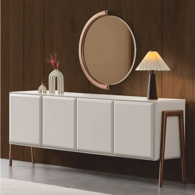 Letzte Chance Casa Padrino credenza di lusso con 4 ante e specchio bianco / marrone 220 cm - Mobili di lusso