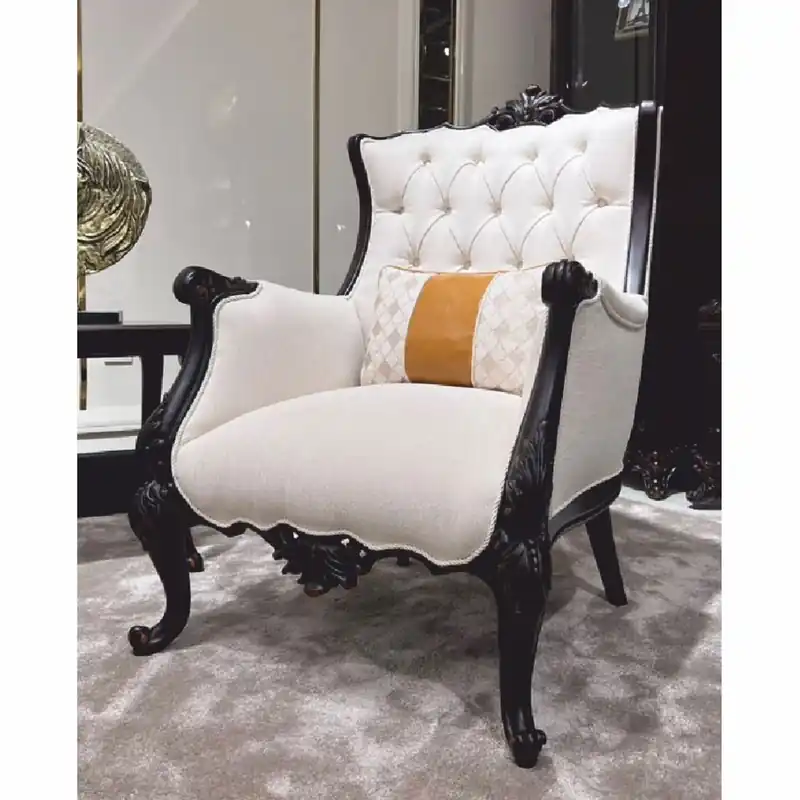 Casa Padrino poltrona da soggiorno barocco di lusso bianco / marrone scuro - Mobili barocchi Heißes Angebot