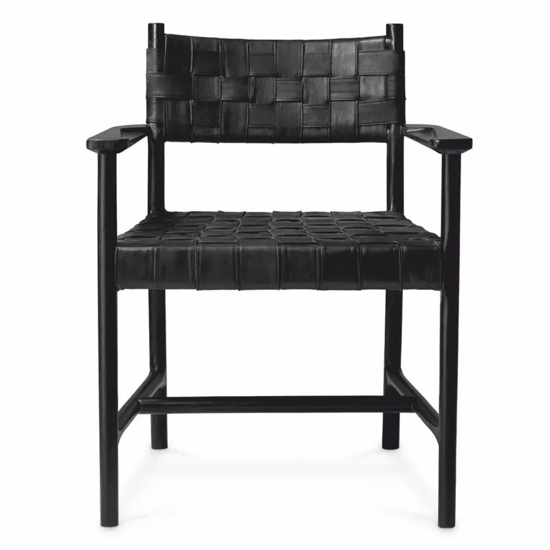 Casa Padrino sedia da pranzo di lusso con braccioli in pelle nero A. 85 cm - Mobili di lusso Rabatt