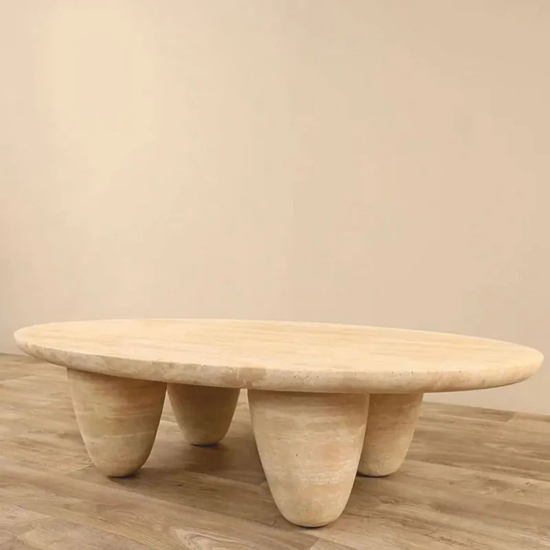 Casa Padrino tavolo da salotto di lusso in pietra naturale travertino beige 120 cm - Mobili per soggiorno Saisonangebot