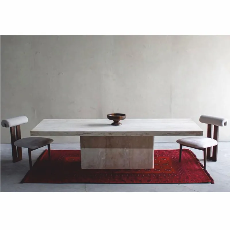 Online Kaufen Casa Padrino tavolo da pranzo di lusso in pietra naturale travertino beige 220 cm - Mobili per sala da pranzo