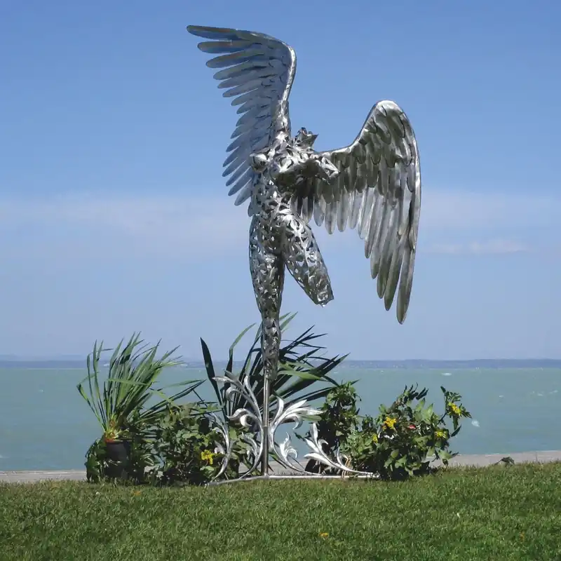Neue Kollektion Casa Padrino scultura decorativa di lusso angelo argento A. 230 cm - Grande figura da giardino