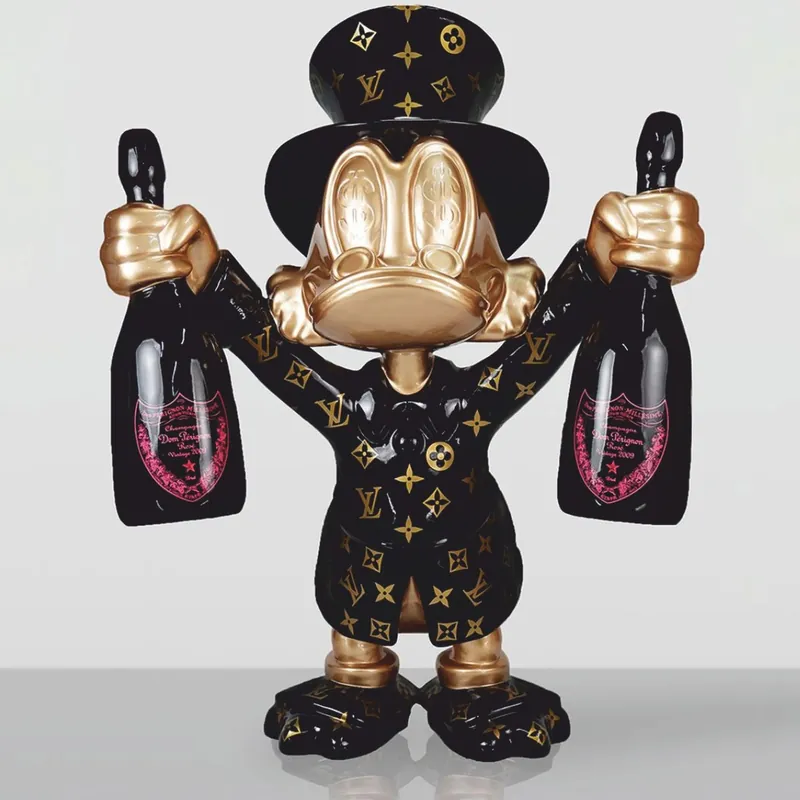 Bestseller Casa Padrino scultura decorativa XXL anatra nero / oro A. 170 cm - Grande figura decorativa