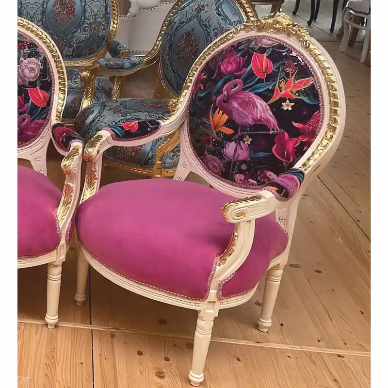 Casa Padrino sedia da salone con medaglione barocco rosa / colorato / bianco / oro A. 100 cm - Mobili barocchi Angebot