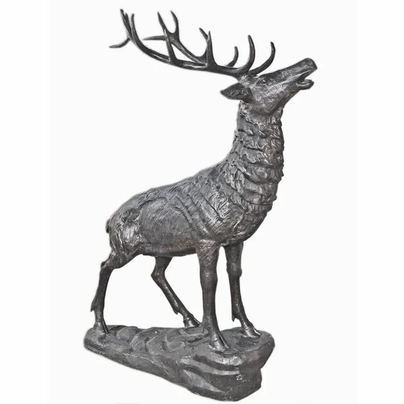 Casa Padrino scultura decorativa da giardino XXL in ottone cervo grigio A. 177 cm - Figura da giardino Preisknaller
