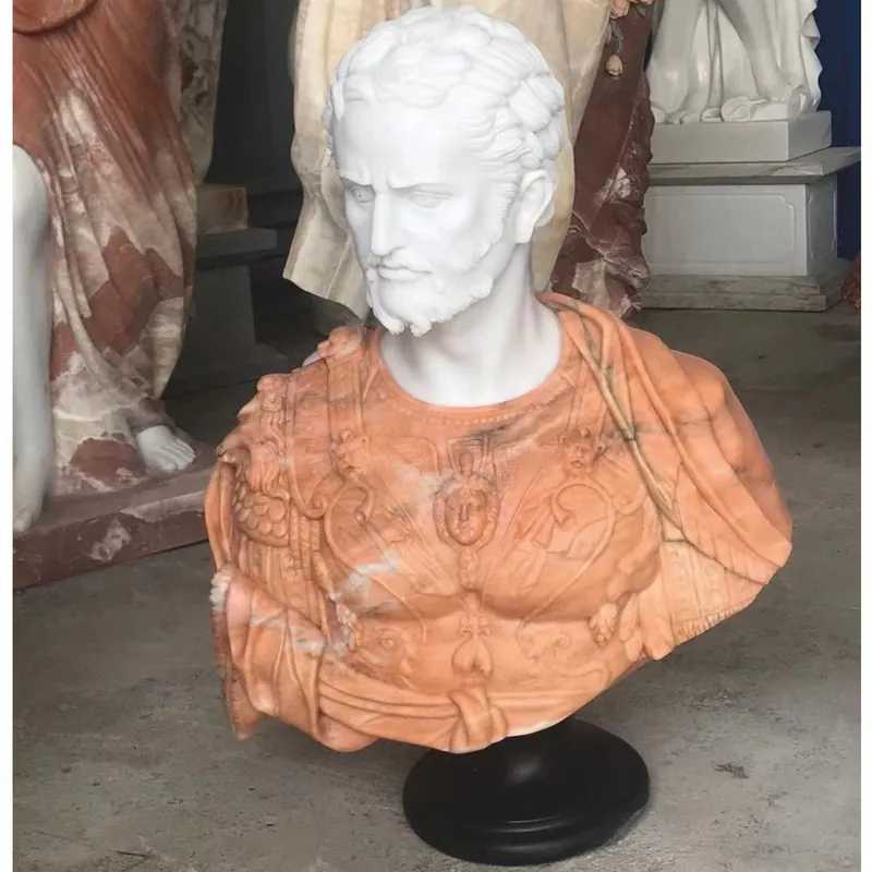 Casa Padrino busto in marmo in stile antico di lusso romano bianco / arancione / nero A. 80 cm Ausverkauf