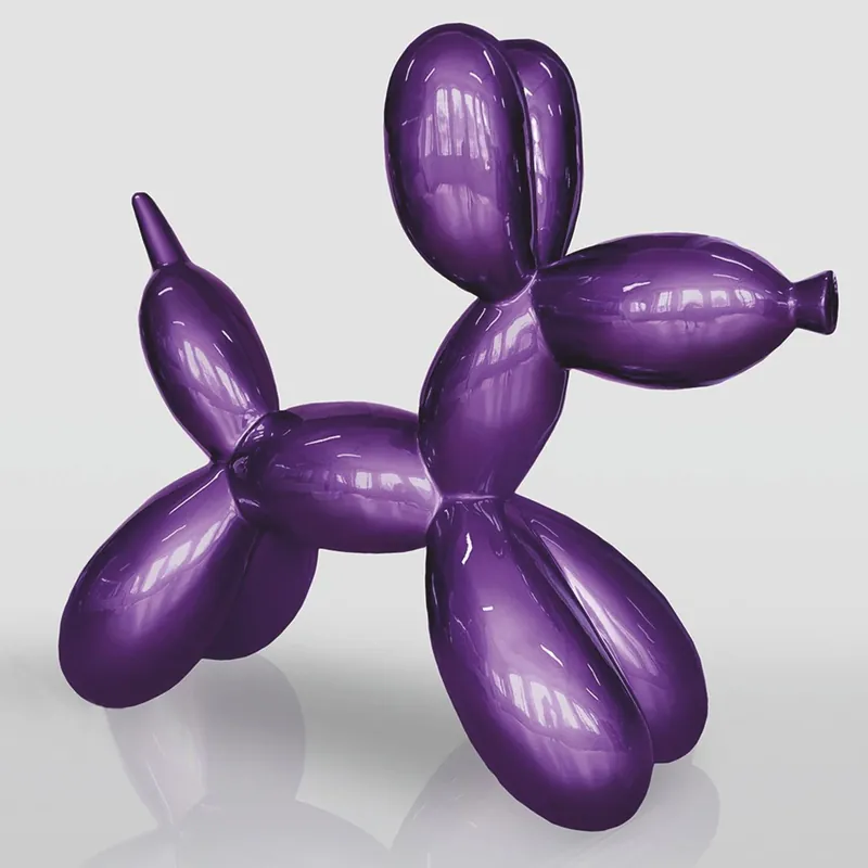 Casa Padrino scultura decorativa XXL cane palloncino viola metallizzato 210 cm - Grande figura da giardino Jetzt Kaufen