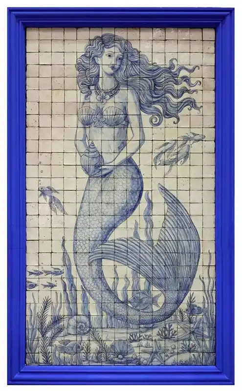 Saisonangebot Casa Padrino dipinti murali barocco di lusso con sirena crema / blu A. 280 cm - Decorazione da parete barocco
