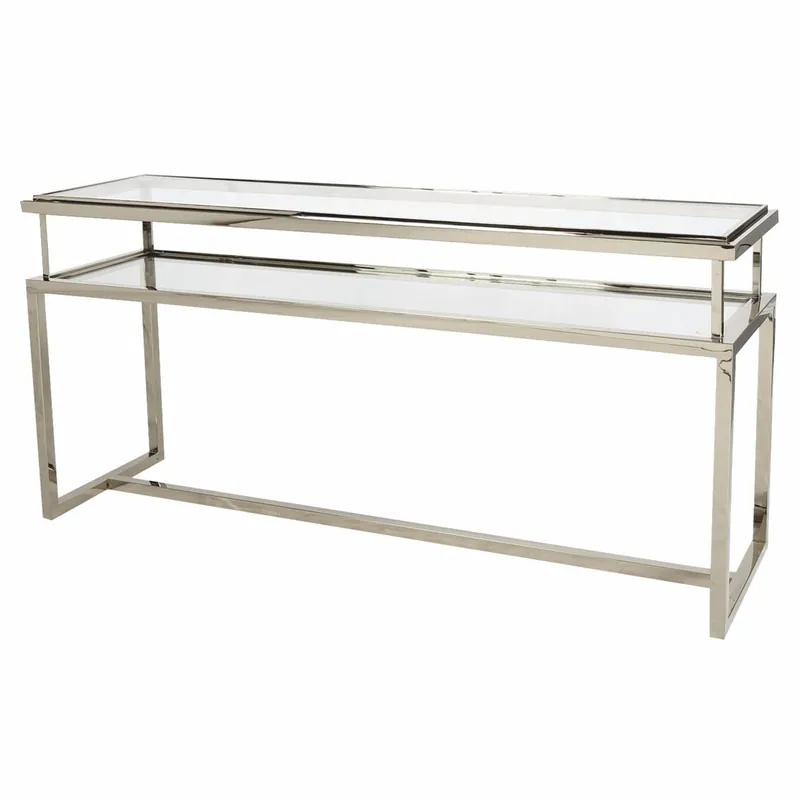 Casa Padrino consolle di lusso in acciaio inox con piano in vetro argento 160 cm - Interni di lusso Must-Have