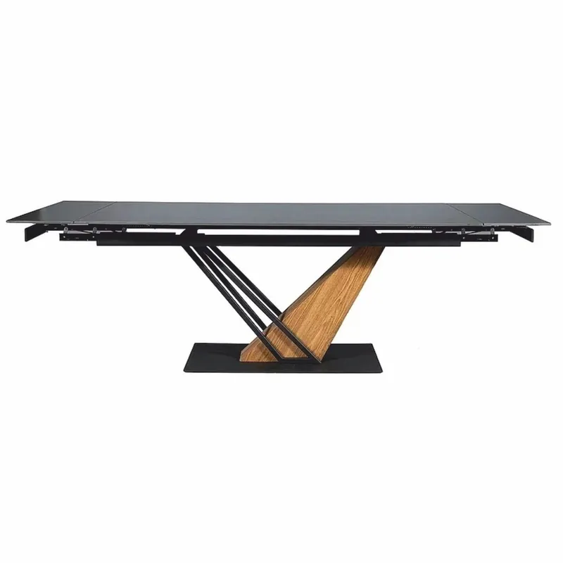 Neu Im Sortiment Casa Padrino tavolo da pranzo di design nero opaco / marrone 160-220 cm - Tavolo da cucina allungabile