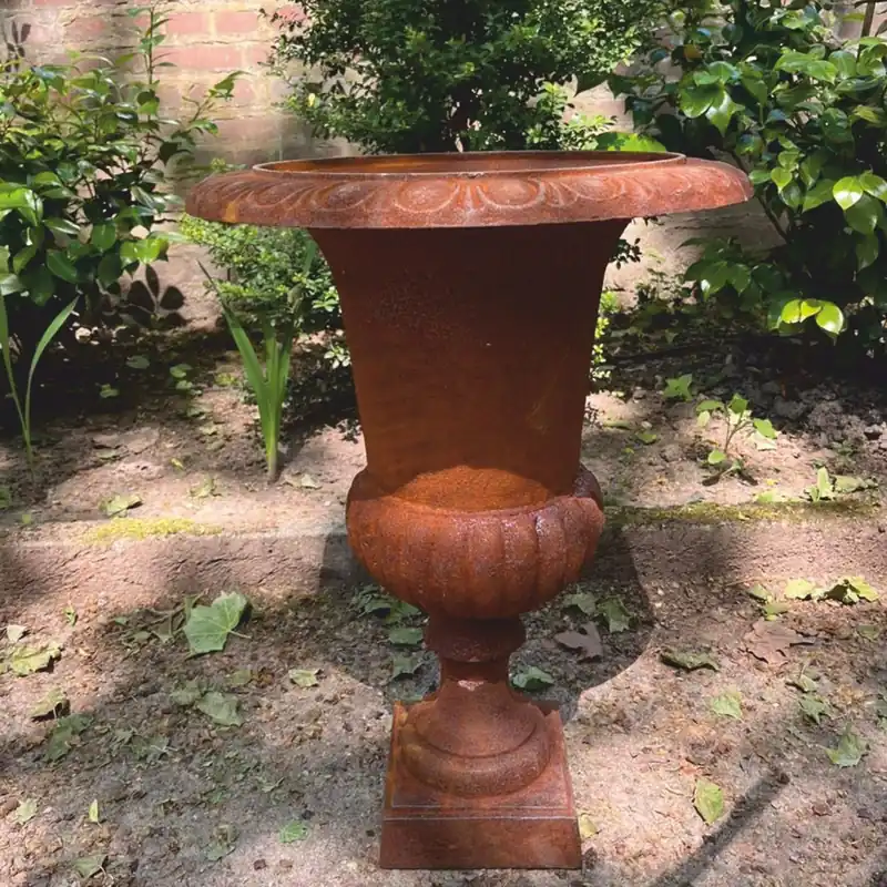 Casa Padrino vaso di fiori barocco in ghisa ruggine A. 62 cm - Decorazione da giardino in stile barocco Super-Preis