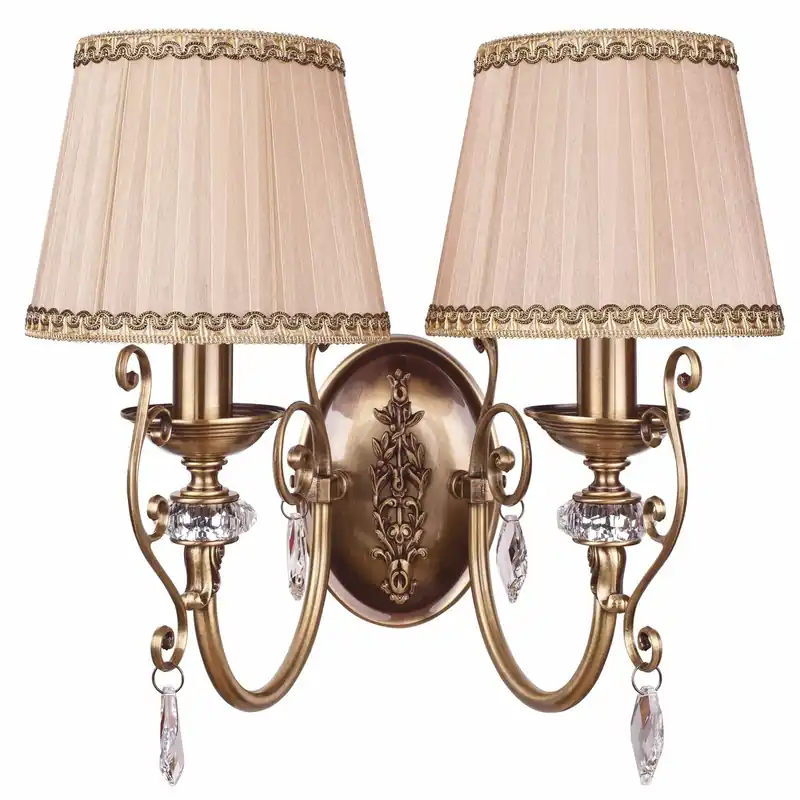 Bestseller Casa Padrino lampada da parete doppia di lusso barocco di lusso in cristallo ottone patinato / beige-oro A. 37 cm