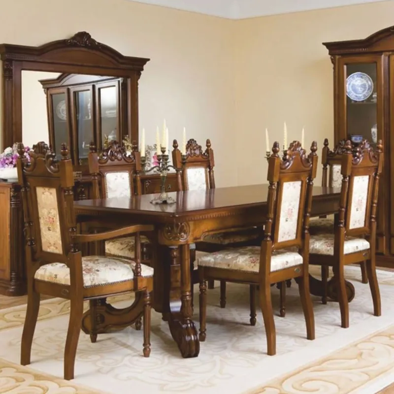 Casa Padrino set da pranzo barocco di lusso marrone / crema - 1 Tavolo da pranzo allungabile e 6 Sedie Direktkauf