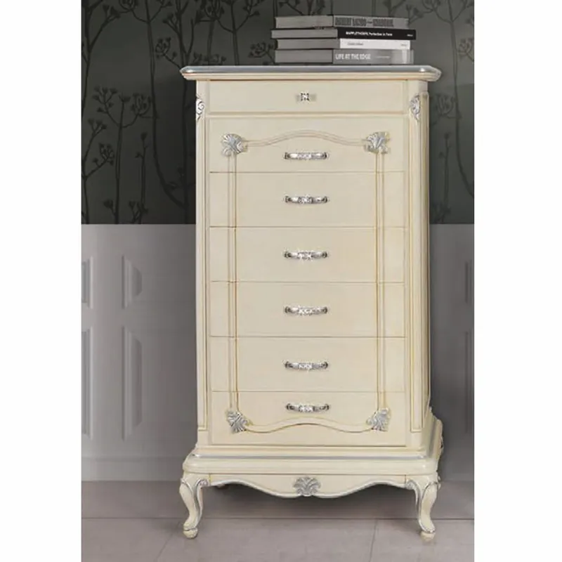 Preis Gesenkt Casa Padrino cassettone barocco di lusso con 7 cassetti crema / argento A. 135 cm - Fatto in Italia