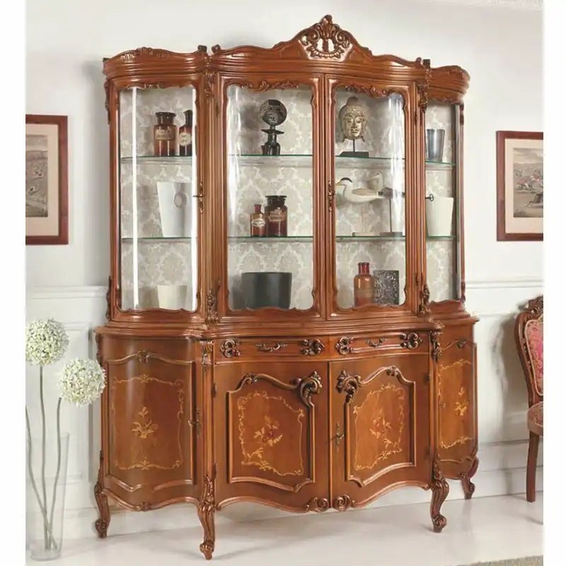 Markenprodukt Casa Padrino vetrina barocco di lusso marrone A. 222 cm - Mobili barocchi - Fatto in Italia