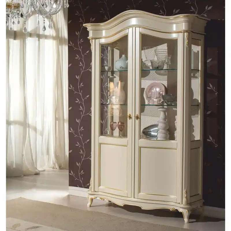 Casa Padrino vetrina barocco di lusso crema / oro A. 211 cm - Mobili barocchi - Fatto in Italia Zertifiziert