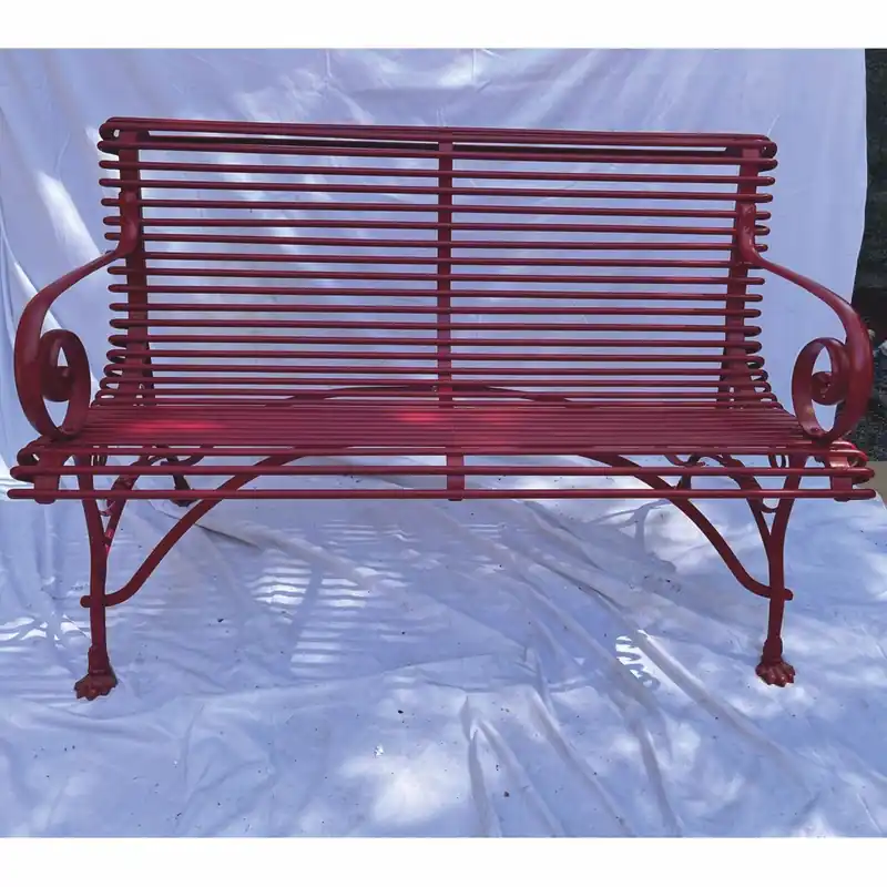 Knallerangebot Casa Padrino panca da giardino Art Nouveau rosso scuro 120 cm - Mobili da giardino in stile Barocco e Art Nouveau
