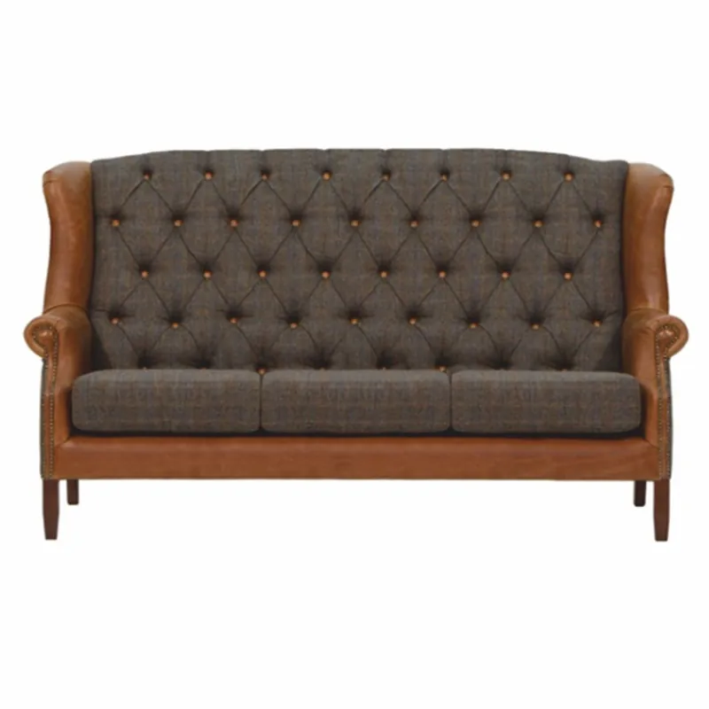 Top-Angebot Casa Padrino divano 3 posti Chesterfield di lusso grigio / marrone / marrone scuro 183 cm