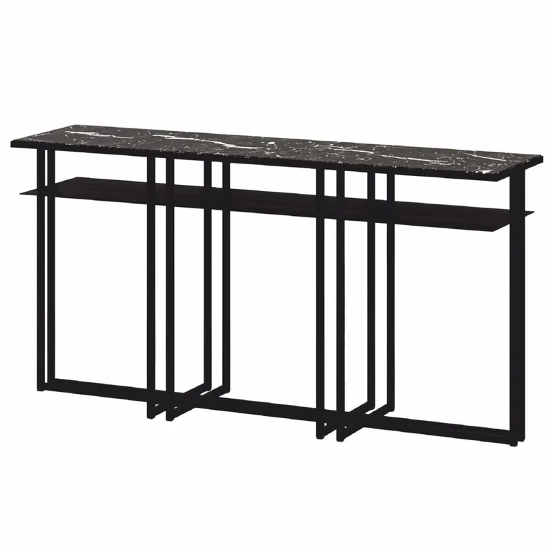 Casa Padrino consolle di lusso in metallo con piano in marmo nero 160 cm - Mobili di lusso Echt