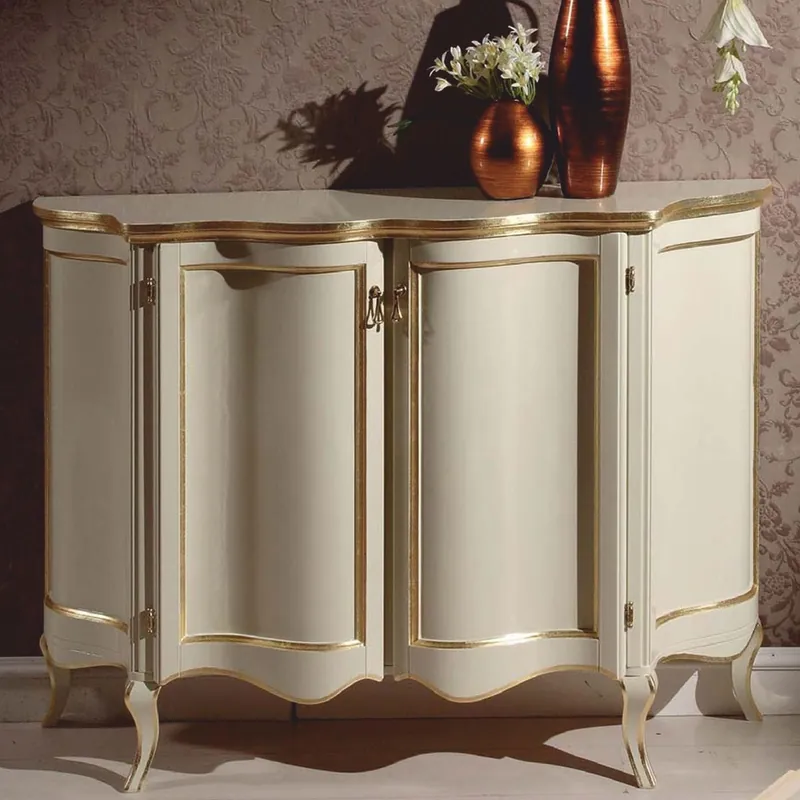 Nur Heute Casa Padrino Credenza Barocco di Lusso Crema / Oro 124 cm - Mobili Barocchi - Fatto in Italia