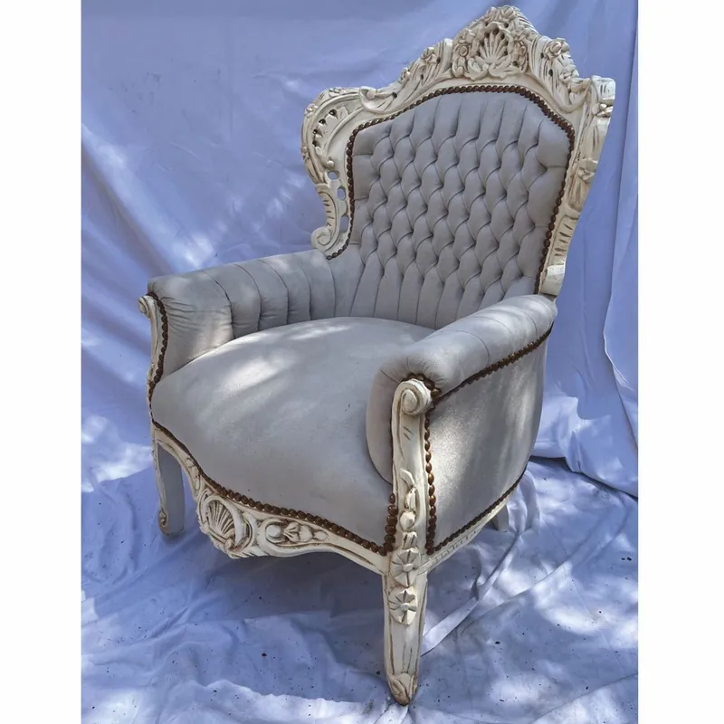 Letzte Chance Casa Padrino poltrona da soggiorno barocco grigio / bianco antico - Magnifici mobili barocchi