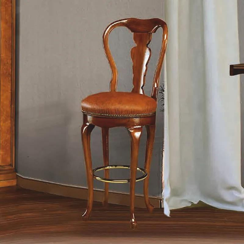Casa Padrino Sedia da Bar Barocco di Lusso in Pelle Marrone / Oro A. 120 cm - Mobili Bar - Fatto in Italia Preiswert
