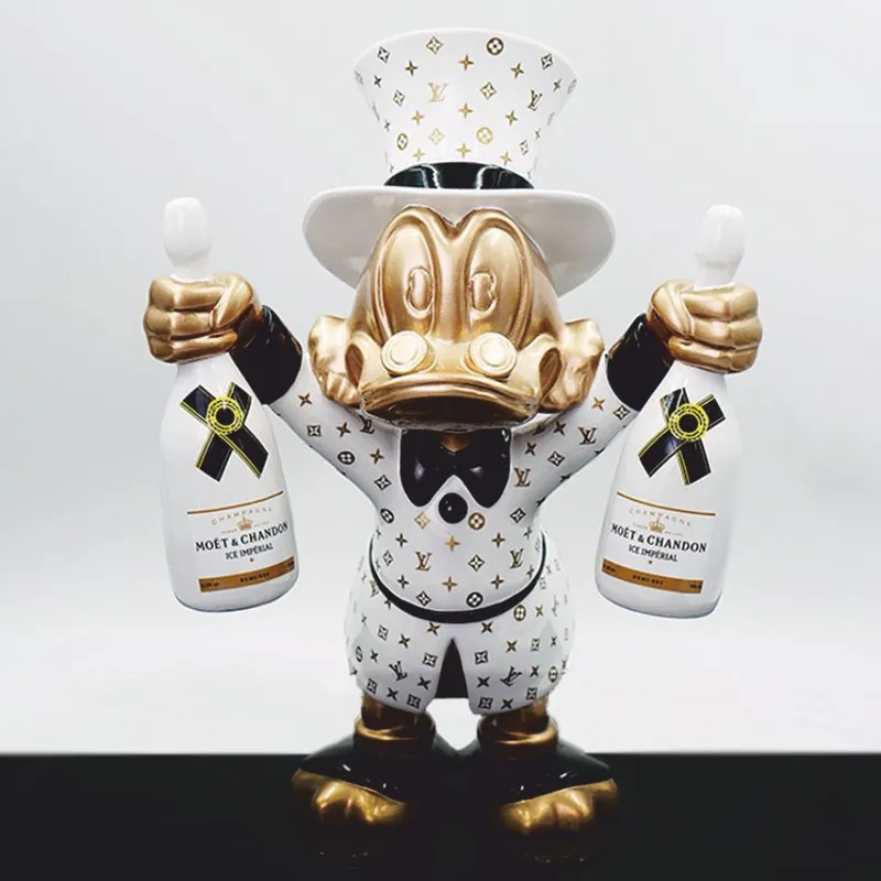 Direktkauf Casa Padrino figura decorativa anatra bianco / oro / nero A. 45 cm - Scultura decorativa